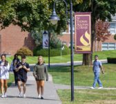 students walking on campus