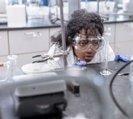 student working in stem lab