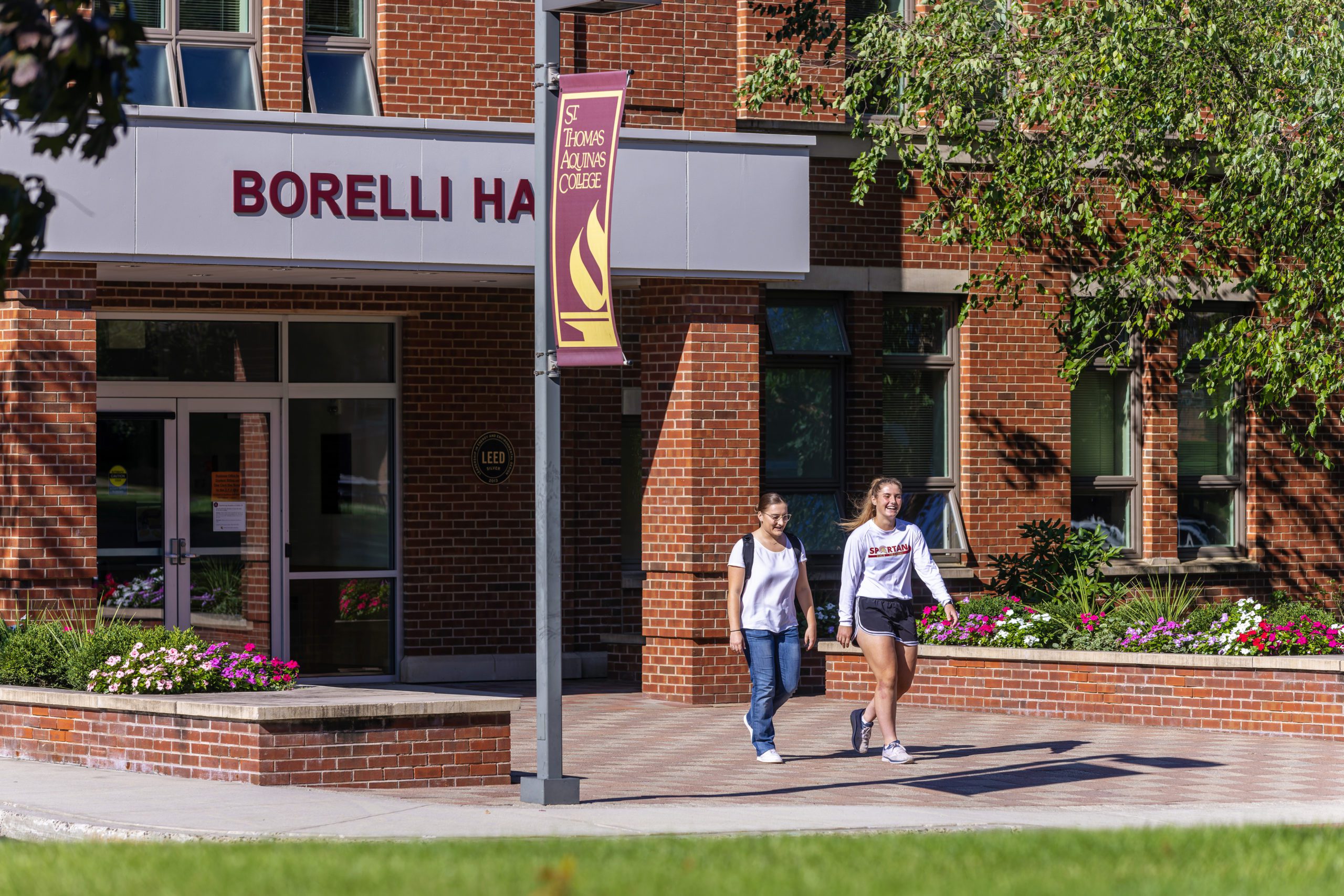 students walking on campus