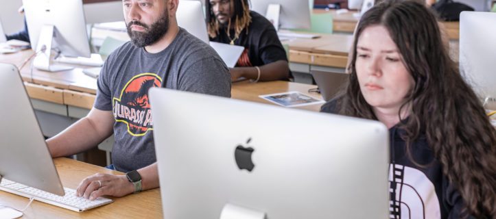 Students learning at computers