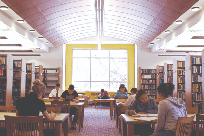 Students studying in the library.
