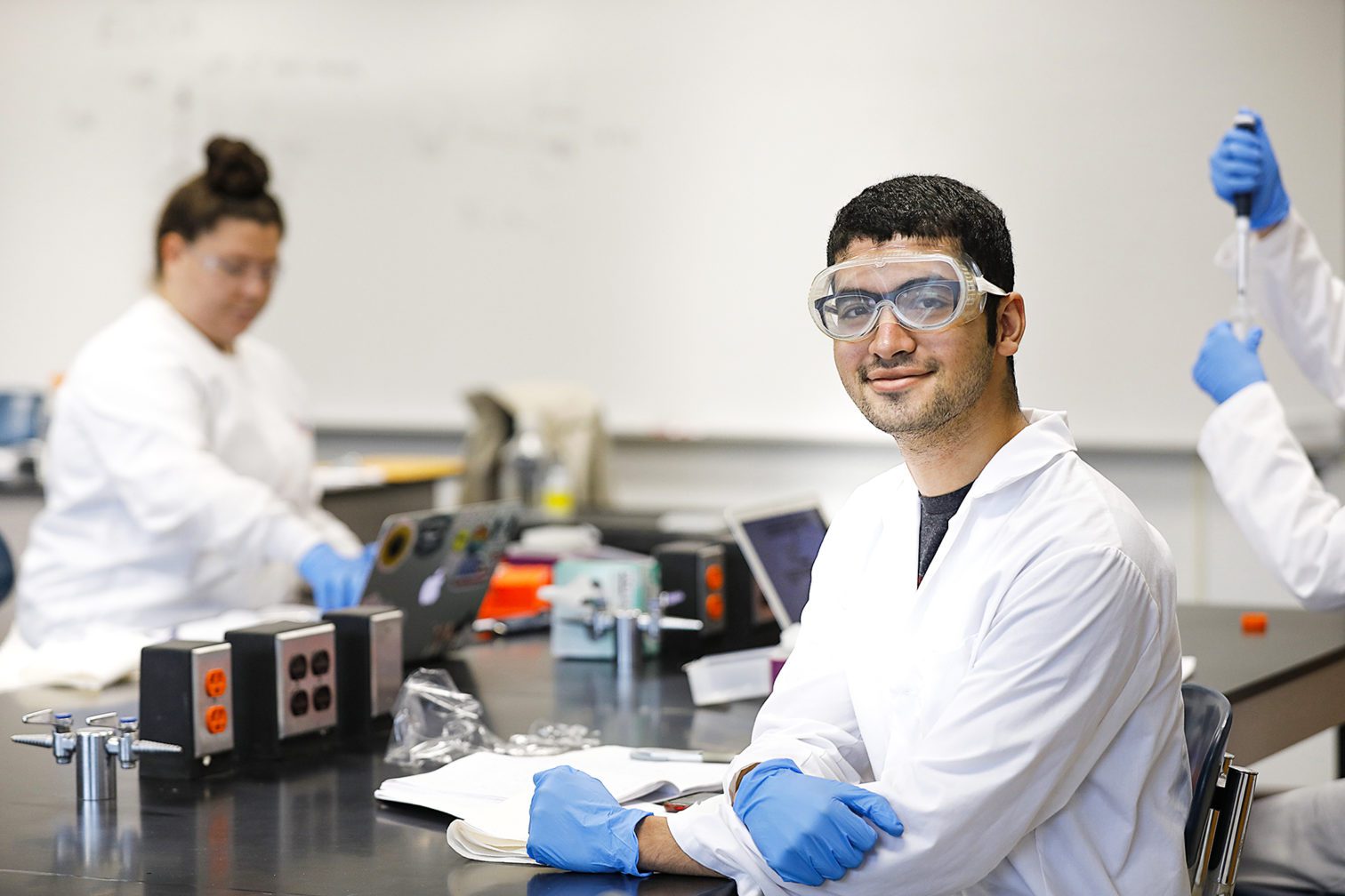 Students in the chemistry lab.