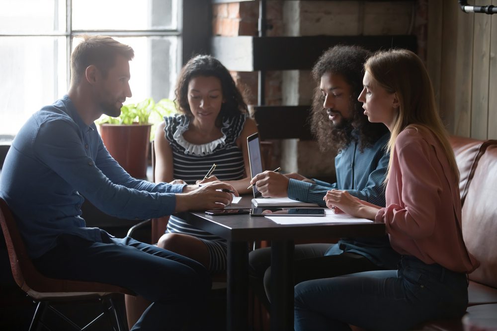A group of students studying
