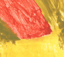 Artwork from the collection by Michael Siporin Levine titled The Animator. Abstract painting of parallelogram shapes in orange yellow and brown