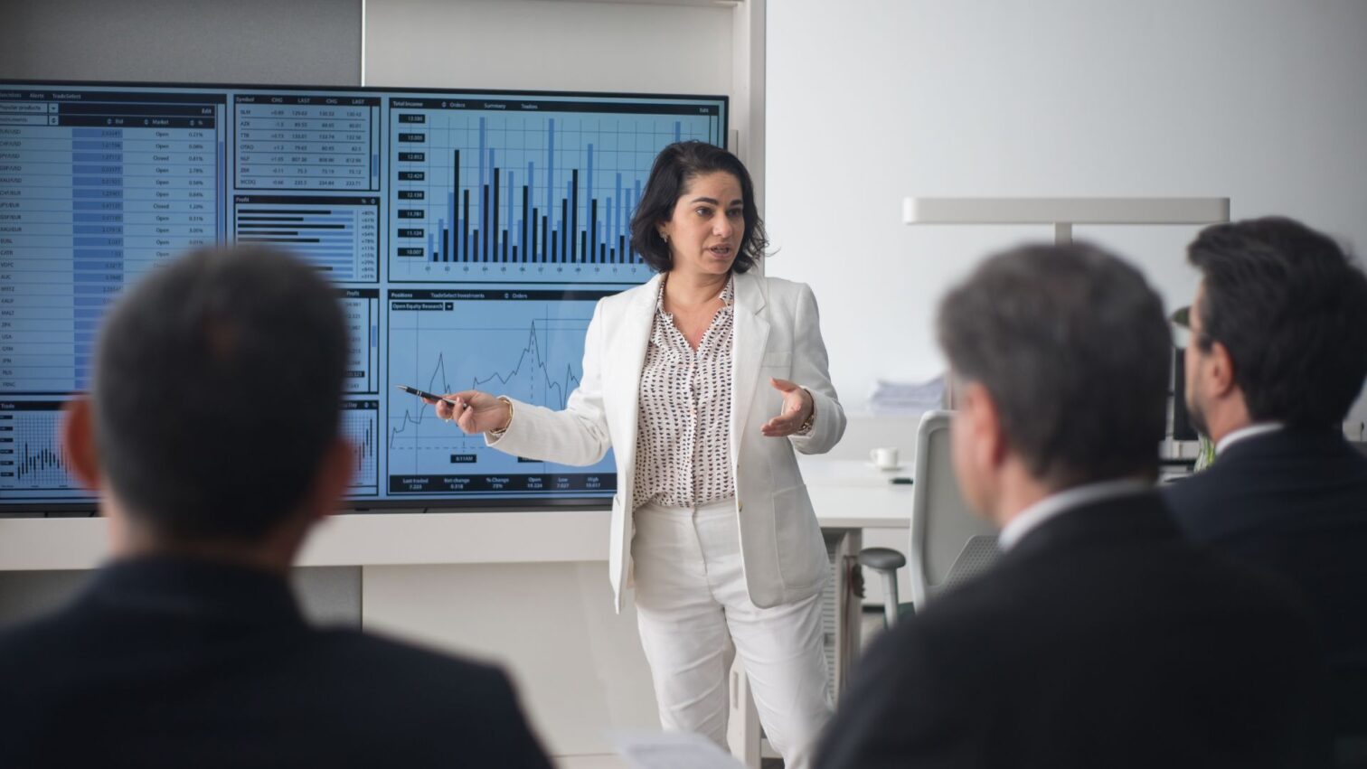 business meeting reviewing data