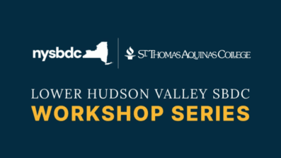 Lower Hudson Valley SBDC Workshop Series with nysbdc and STAC logo above text in white