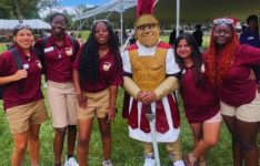 Students with Spartan Mascot